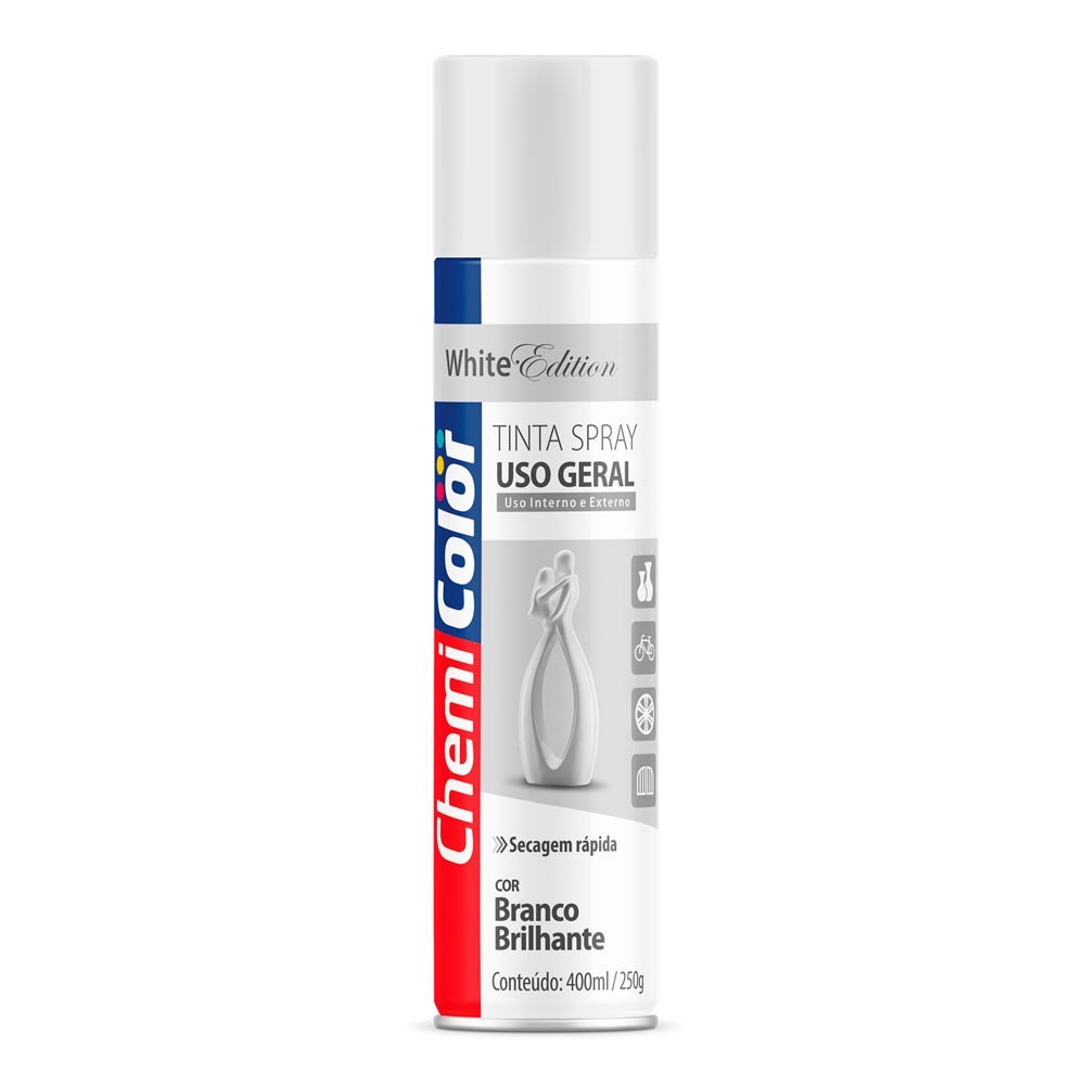 Tinta Spray Chemicolor Branco Brilho 400ml|250g