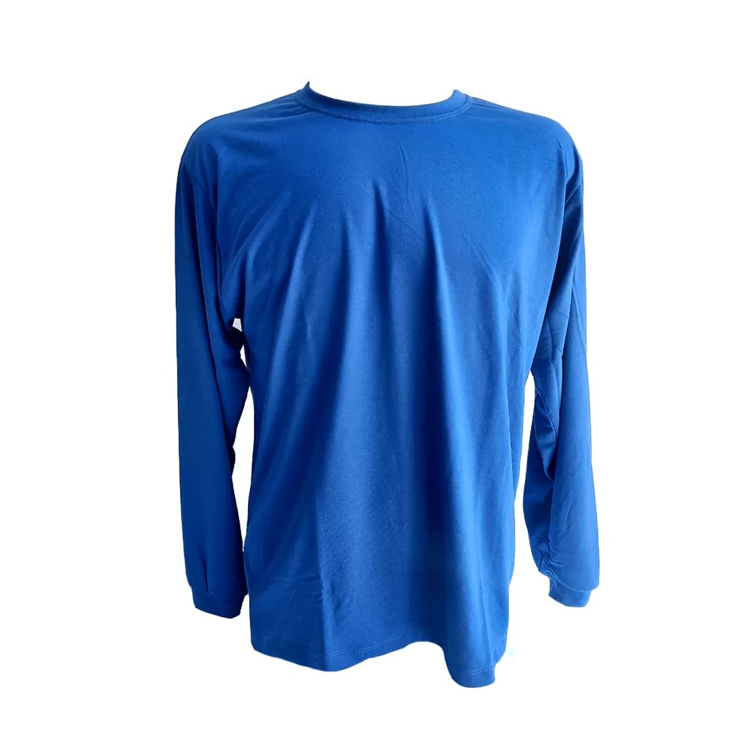 Camiseta Manga Longa Azul Tam.g Pv67% Visc.33