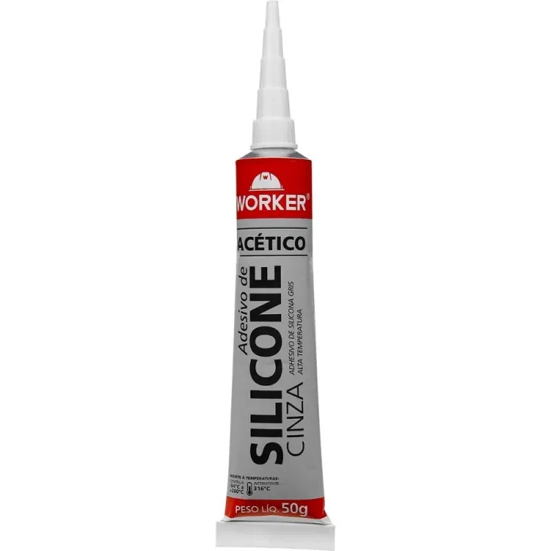 Borracha Silicone Alta Temp. Cinza 50gr Worker