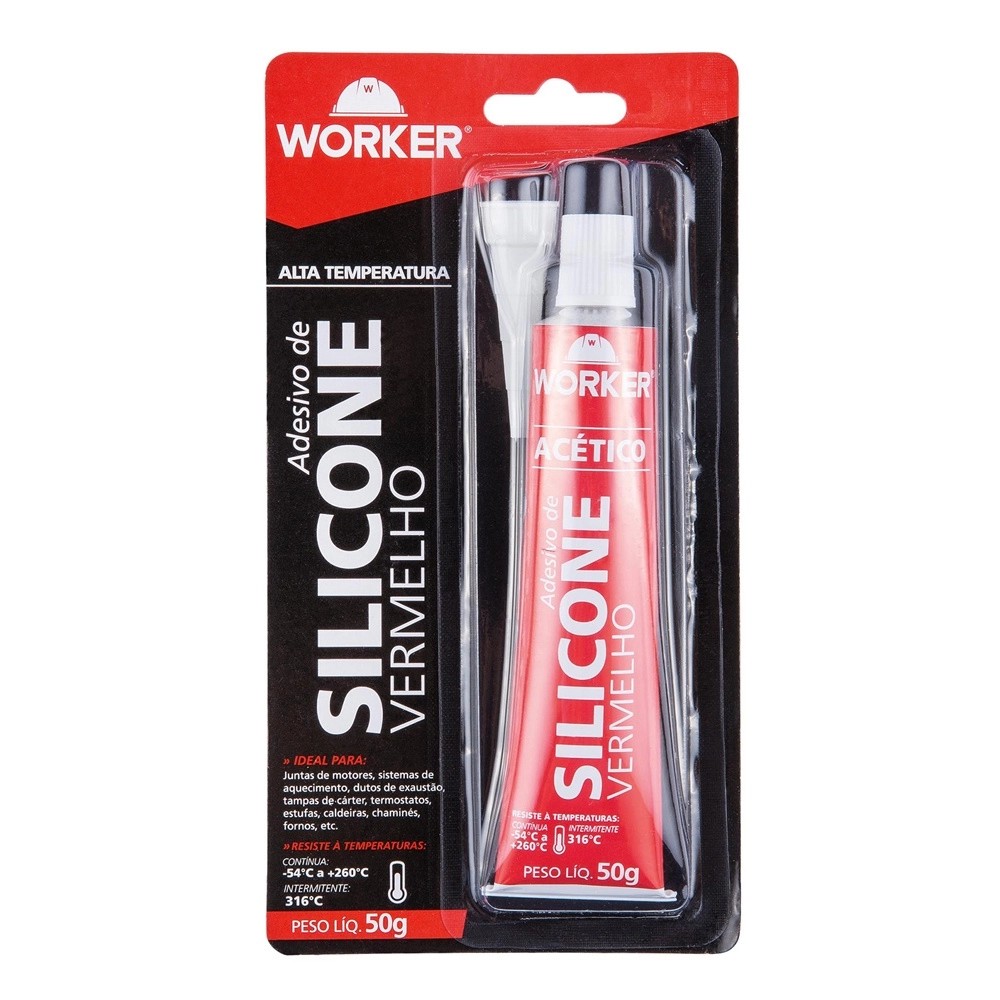 Borracha Silicone Alta Temp. Verme 50gr Worker 28107