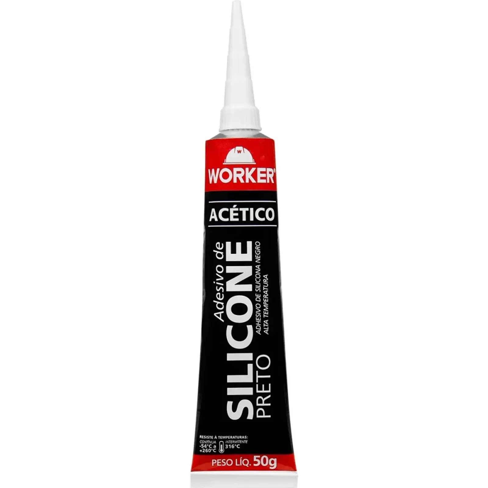 Silicone Acetic Alta Temp Preto 50g - Worker