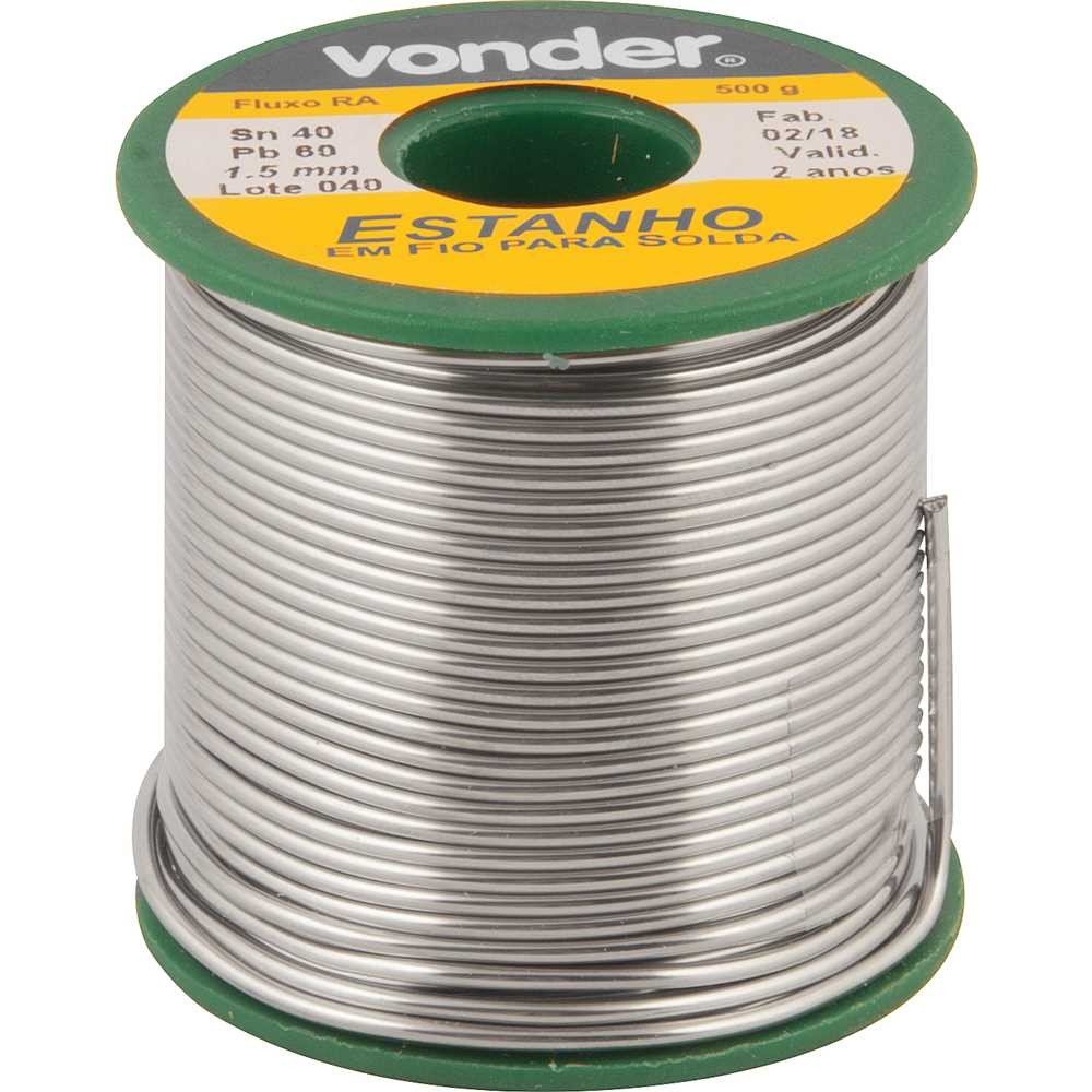 estanho Fio 1,5mm Rolo 500gr 40x60 Vonder
