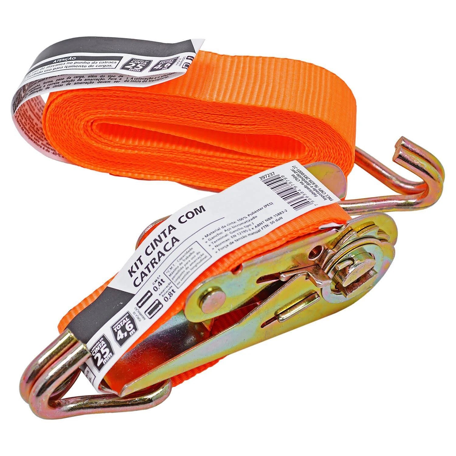 Kit Cinta Catraca 25mm 4,6mt 1,500kg - Worker 397245