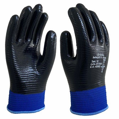 Ldi Luva Safetyoil Mod 6020m Nitrilica Azul Tam.9