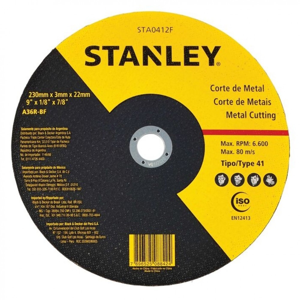 Disco Corte Stanley 09"x1/8 Sta0412f