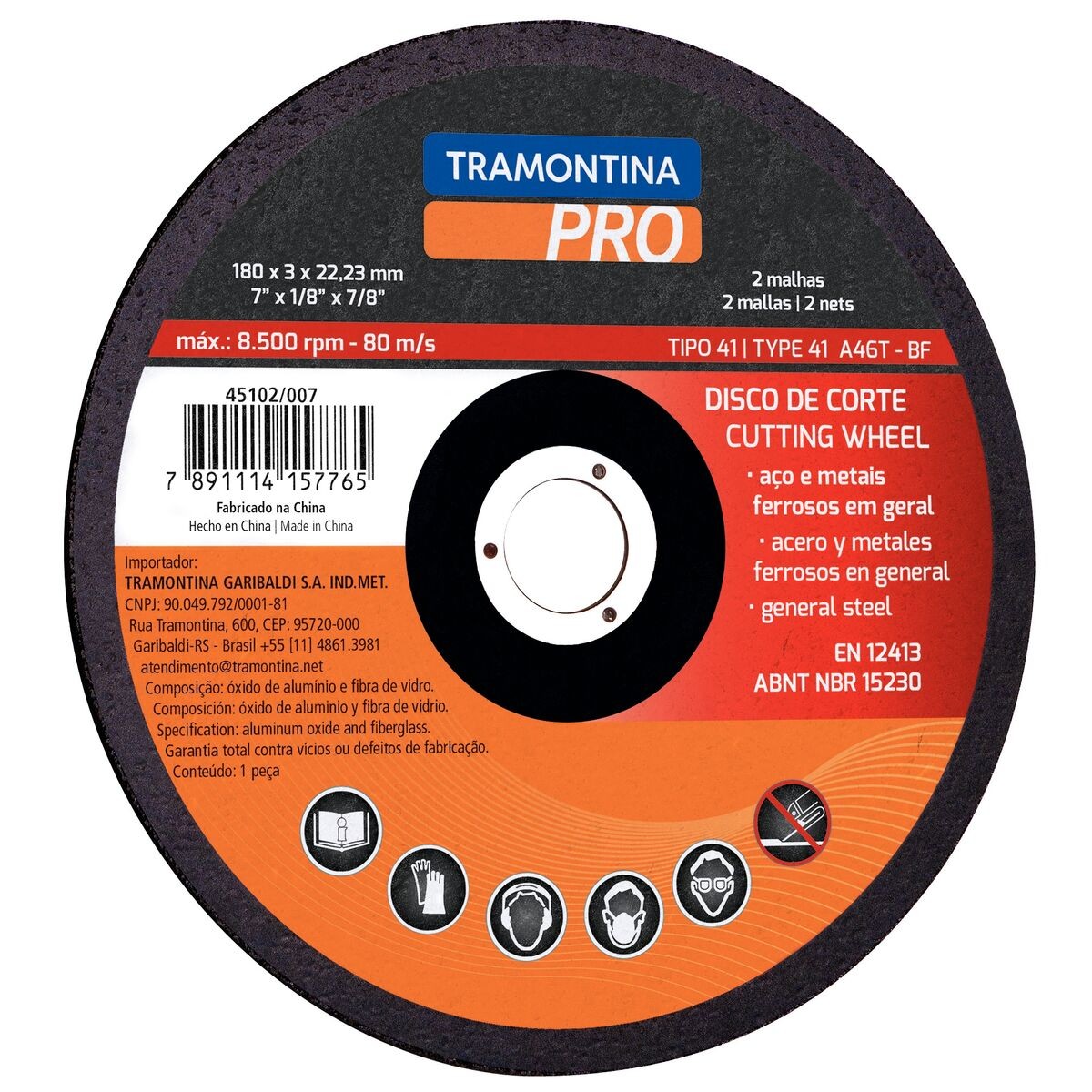 Disco Corte Tramontina Ferro 115mm X 3mm 45102004